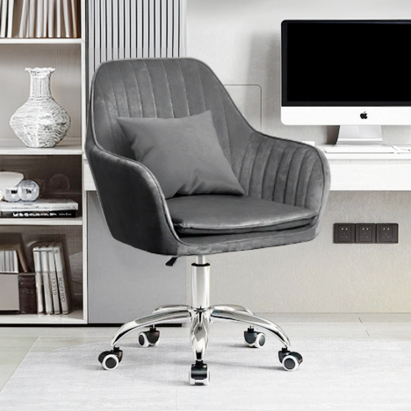 Irodai fotel, szürke Velvet anyag/króm, KLIAN