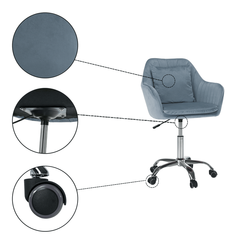 Irodai szék, kék Velvet szövet/króm, KLIAN