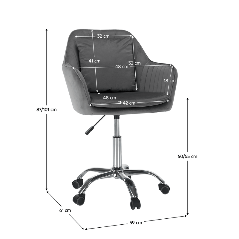 Irodai fotel, szürke Velvet anyag/króm, KLIAN