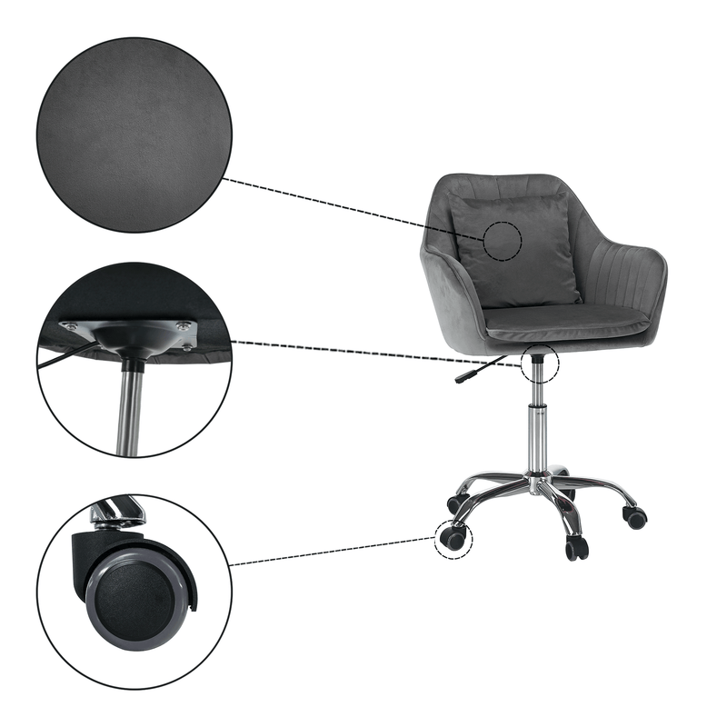 Irodai fotel, szürke Velvet anyag/króm, KLIAN