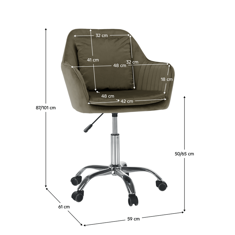 Irodai fotel, szürkésbarna Taupe Velvet anyag/króm, KLIAN
