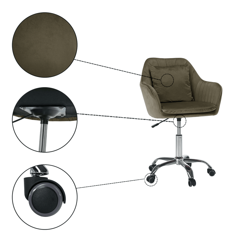Irodai fotel, szürkésbarna Taupe Velvet anyag/króm, KLIAN