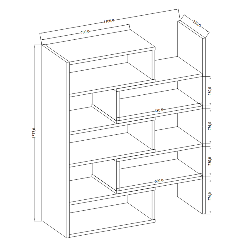 Polcrendszer, artisan tölgy, KLOE II