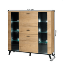 Komód, tölgyfa lefkas/fekete, SIRAN TYP 3