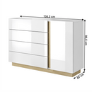 Komód D4S, fehér/grandson tölgy/fehér magas fényű, CITY