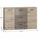 Komód, tölgy san marino/latte magasfényű,  ASSOR