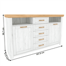 Komód E, tölgy craft arany/tölgy craft fehér, SUDBURY