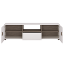 TV komód, fehér - extra magas fényű HG/trufla sonoma tölgy, LYNATET 50