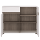 Komód, fehér extra magas fényű HG/trufla sonoma tölgy, LYNATET  35