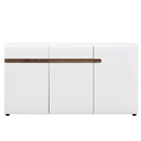 Komód, fehér - extra magas fényű HG/trufla sonoma tölgy, LYNATET 40