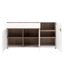 Komód, fehér - extra magas fényű HG/trufla sonoma tölgy, LYNATET 40