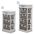 Komód, 4 kosárral, szürke / fehér, MANON 4