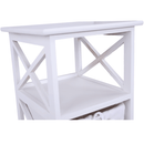 Komód, fa/vesszőfonás/szövet, fehér, RAFAELLO 3