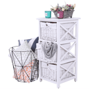 Komód, fa/vesszőfonás/szövet, fehér, RAFAELLO 3