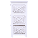 Komód, fa/vesszőfonás/szövet, fehér, RAFAELLO 3