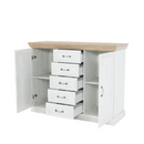 komód, 2-ajtós 5 fiókkal, északi sosna/vadtölgy, ROYAL K2D