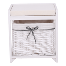 Lóca fonott kosárral és párnával, régi fehér, RUBY1