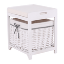 Lóca fonott kosárral és párnával, régi fehér, RUBY1