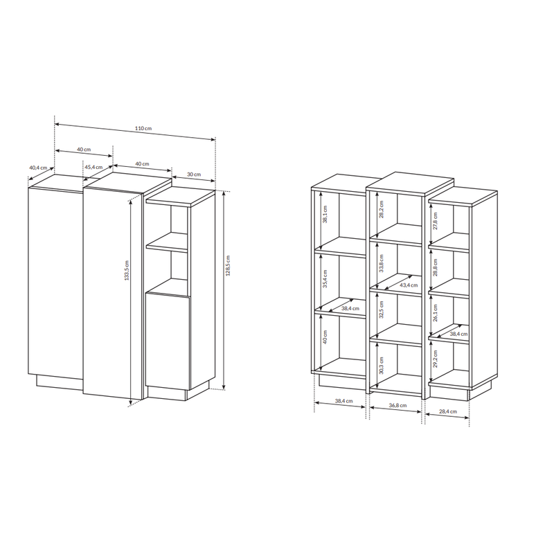 Komód 3D, fehér/tölgy craft arany, TRIO
