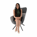 Dizájnos forgó fotel, patchwork/fekete, KOMODO