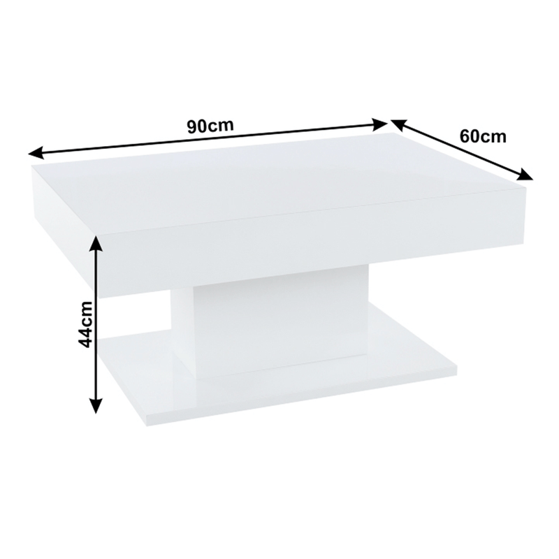 Dohányzóasztal tárolóhellyel, fehér magas fényű, DIKARO