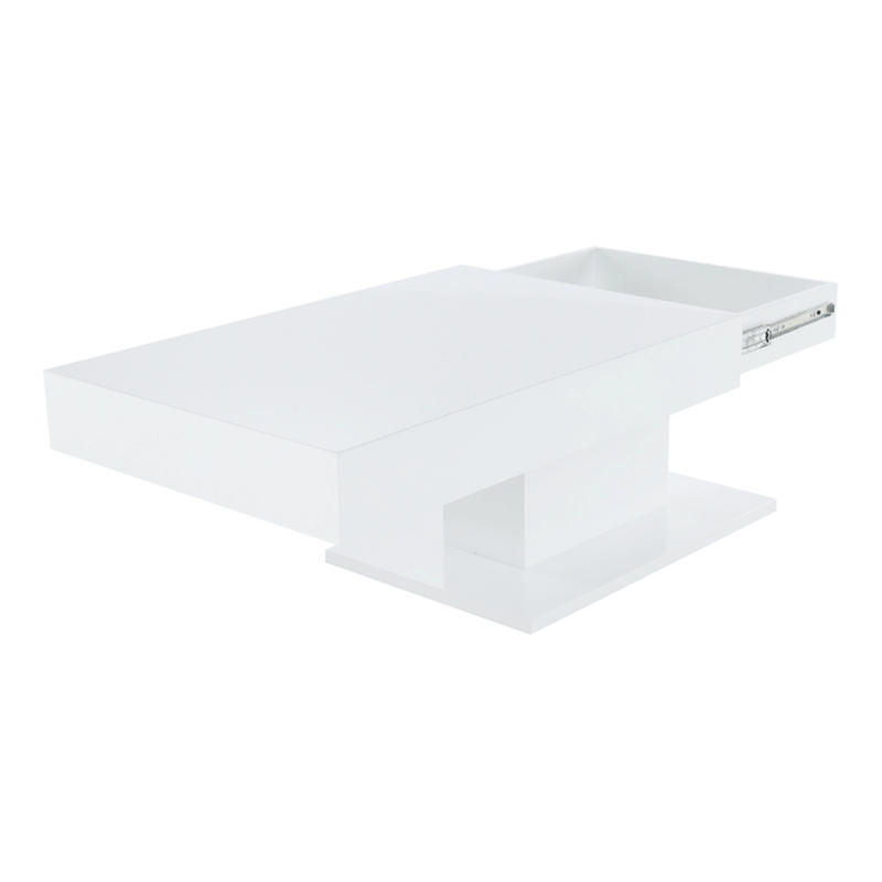 Dohányzóasztal tárolóhellyel, fehér magas fényű, DIKARO