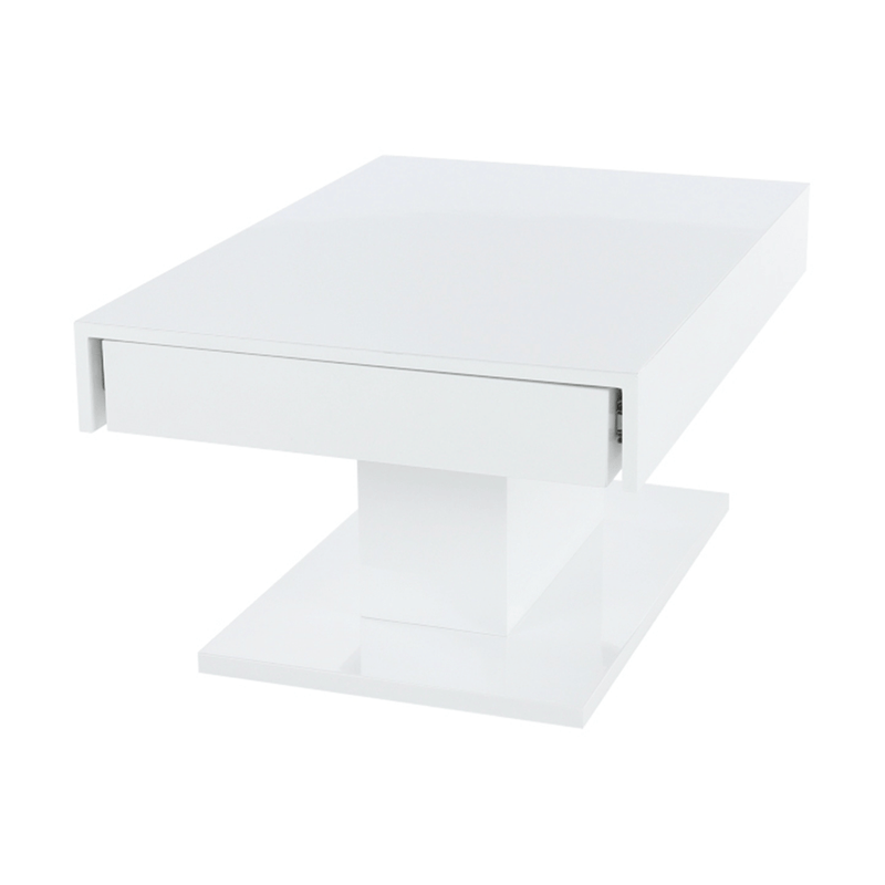 Dohányzóasztal tárolóhellyel, fehér magas fényű, DIKARO