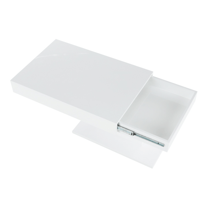 Dohányzóasztal tárolóhellyel, fehér magas fényű, DIKARO