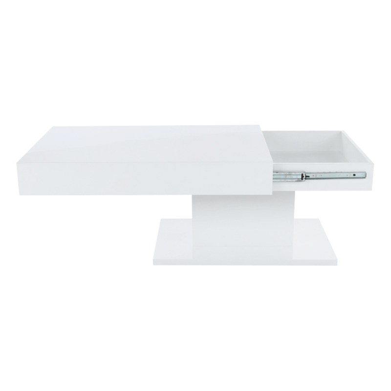 Dohányzóasztal tárolóhellyel, fehér magas fényű, DIKARO