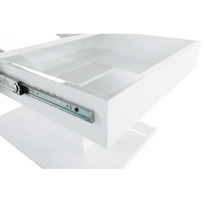 Dohányzóasztal tárolóhellyel, fehér magas fényű, DIKARO