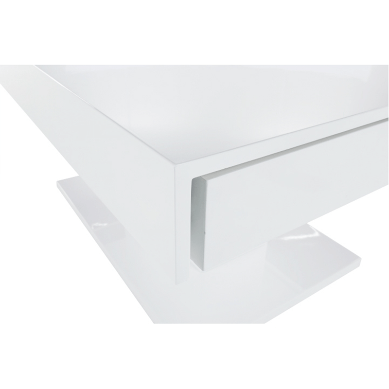 Dohányzóasztal tárolóhellyel, fehér magas fényű, DIKARO