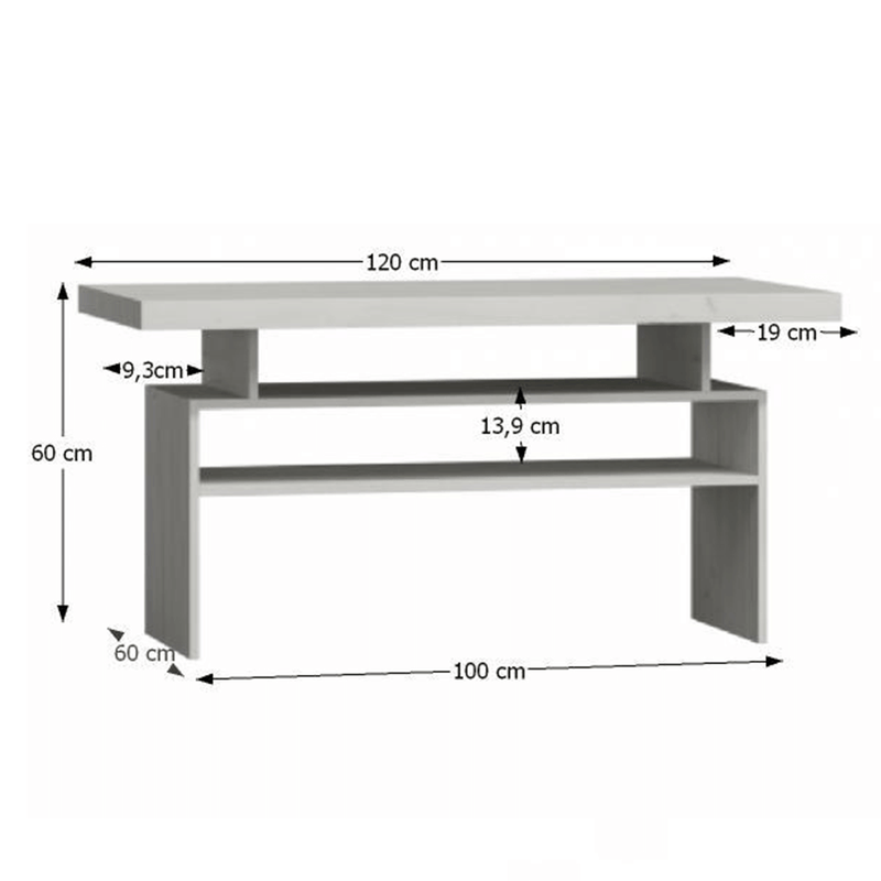 Dohányzóasztal, kőris fehér, INFINITY I-13