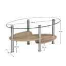 Dohányzóasztal, acél/átlátszó üveg/tölgy sonoma, PANTY NEW
