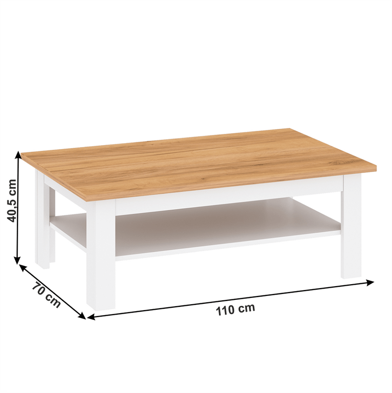 Kisasztal, fehér alba/tölgy craft arany, LANZETTE T