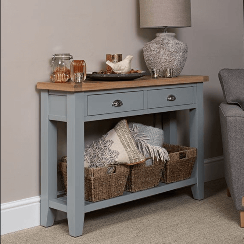 Konzolasztal, szürke/világos dió, JEREVAN