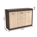 Komód, DTD/MDF, tölgy világos/tölgy sötét, KORINA