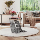 Kisasztal, természetes minta/fekete, NANDO