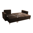 Kinyitható ülőgarnitúra, barna, balos, BLEKY ROH