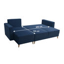 Kinyitható ülőgarnitúra, kék, balos, BLEKY ROH