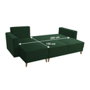 Kinyitható ülőgarnitúra, zöld, balos, BLEKY ROH