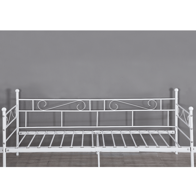 Fém kanapé - egyszemélyes ágy, fehér, 90x200, ROZALI