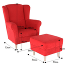 Fotel + puff, piros, ASTRID