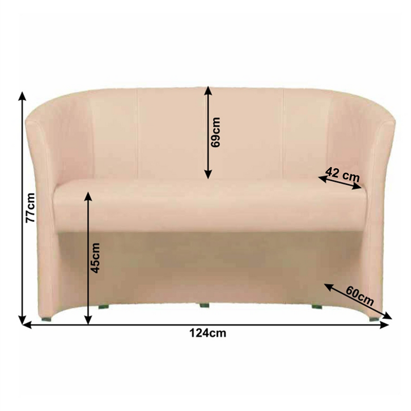 Klub duplafotel, textilbőr, bézs színű, CUBA