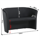 Klub duplafotel, fekete textilbőr, CUBA