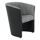 Klub fotel, fekete textilbőr/ szürke szövet, CUBA