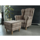 Füles fotel puffal, barna karo, ASTRID