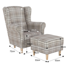 Füles fotel puffal, barna karo, ASTRID