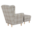 Füles fotel puffal, barna karo, ASTRID