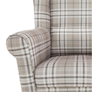 Füles fotel puffal, barna karo, ASTRID