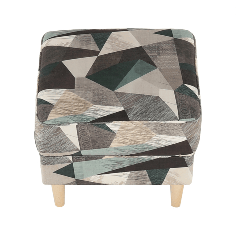 Füles fotel puffal, szövet barna-zöld minta, ASTRID